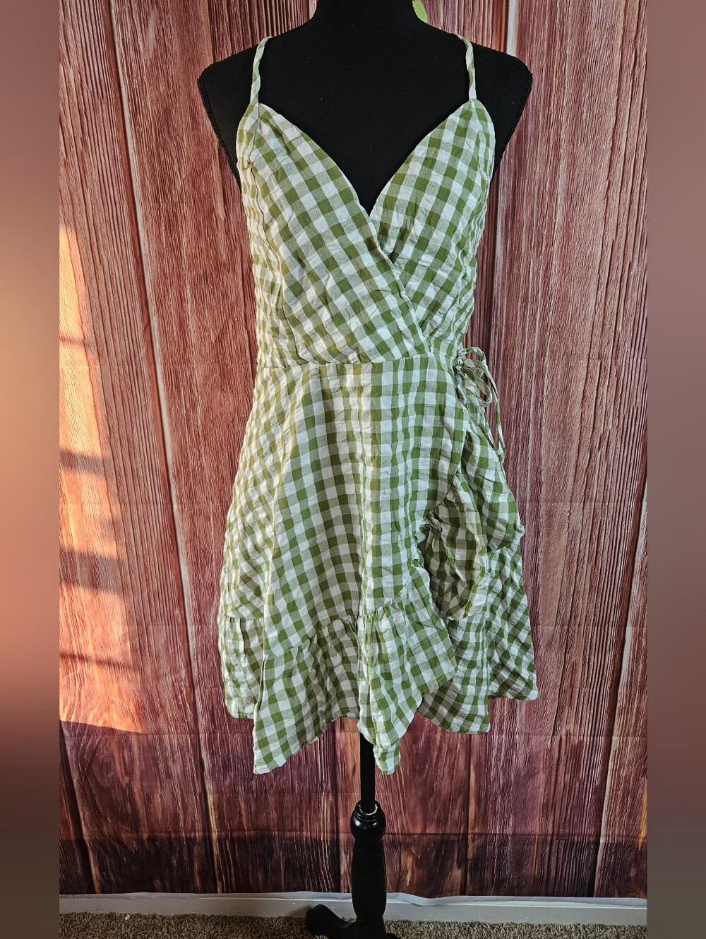 NWT Speechless Gingham Cotton Faux Wrap Mini Dress Size XXL